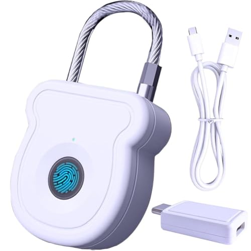 Luobannm Smart Combination Biometric Keyless Lock Fingerabdruck Vorhängeschloss für Fitnessstudio -Locker 20 Benutzer mit USB von Luobannm