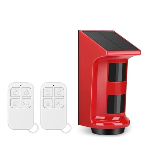 Luobannm Solar-Infrarot-Alarm, Menschlicher Körpersensor, Diebstahlalarm, Solarbetriebener PIR-Bewegungsmelder für Den Außenbereich, EU-Stecker von Luobannm