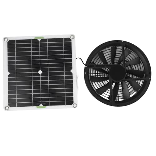 Luobannm Solarpanel-Ventilator-Kit, 10, 100 W, Wasserdicht, Rund, für Lüftungsgehäuse, Abluftventilator für Hühnerstall, Gewächshaus, Schuppen von Luobannm