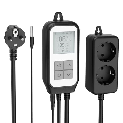 Luobannm Thermostat Heizerstecker Thermostat-Controller-Relais-Steckdose Tuya WiFi Digitaler Temperatursensor für Aquarium Gewächshaus Sprachsteuerung EU-Stecker von Luobannm