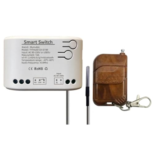 Luobannm Tuya WiFi 1-Wege Smart Switch Temperatursensor AC 85-250V Wireless Smart Switch mit Fernbedienung von Luobannm