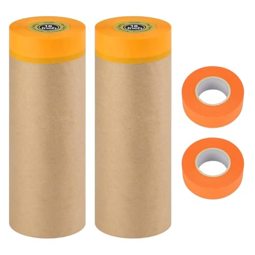 Luobannm Vorgeklebtes Abdeckpapier, Tape-And-Drape-Malerpapierrollen, zum Schutz Von Möbeln und Autoböden, Als Wandverkleidung von Luobannm