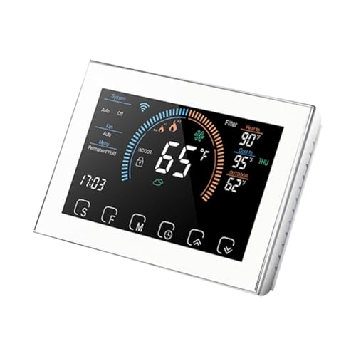 Luobannm WLAN-Wärmepumpe Thermostat Smart WiFi Thermostat 4,8 LCD-Touchscreen C-Wirr-Adapter Enthalten von Luobannm