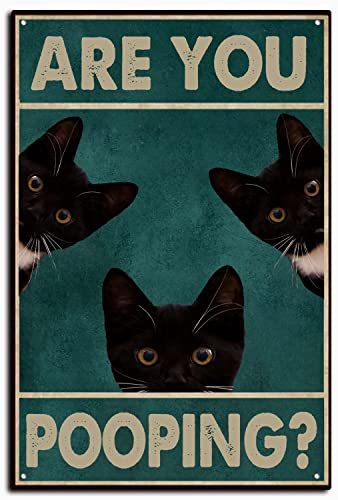 Luoboken Blechschild mit Aufschrift "Cat are You Pooping", 20,3 x 30,5 cm, Schwarz von Luoboken