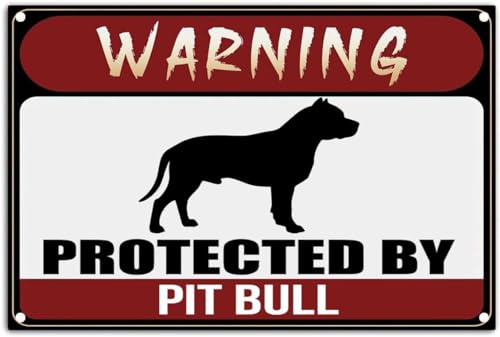 Luoboken Blechschild mit Aufschrift "Warning Protected by Pit Bull, Beware of Dog", 20,3 x 30,5 cm Luoboken Blechschild mit Aufschrift "Warning Protected by Pit Bull, Beware of Dog", 20,3 x 30,5 cm von Luoboken