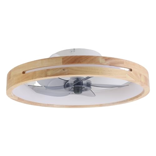 Luocute 20 -Zoll -Deckenventilator mit Heller, Holzverkleidung Moderne 6 Geschwindigkeiten Schrittlesses Dimmbare LED -Fernbedienung Lüfterlüftungsleuter mit Ruhigem Motor, Optimale von Luocute
