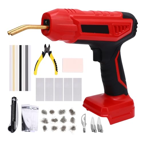 Luocute 200 -W -Plastikschweißer, 2 in 1 Plastikschweißkit mit Leistungsanzeige und Zeiteinstellung, Batterieantrieb für Autokörperreparatur -Kit für Handwerk, Hausverbesserung (Rot) von Luocute