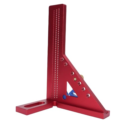 Luocute 3D-Multi-Winkel-Messanlurer, Großer Holzbearbeitung 3D-Quadrat-Protraktor 0-180 ° Einstellbar und Gehrer, Aluminiumlegierung Zeichnungslinie Lineal für Carpenter Rot (Rot und Blau) von Luocute
