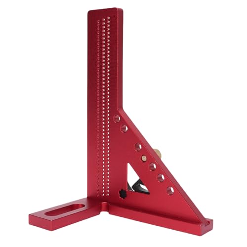 Luocute 3D-Multi-Winkel-Messanlurer, Großer Holzbearbeitung 3D-Quadrat-Protraktor 0-180 ° Einstellbar und Gehrer, Aluminiumlegierung Zeichnungslinie Lineal für Carpenter Rot (rot und Schwarz) von Luocute