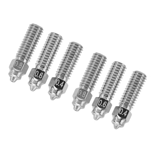Luocute 6 Stcs Hotend -Düse, 0,4 0,6 0,8 Mm Gehärteter Stahl Crzrcu Bimetaldüse, Ersatz für K1 K1 Maximal 3D -Drucker von Luocute