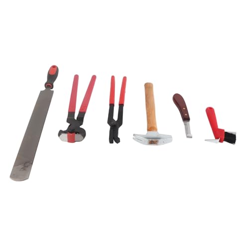 Luocute 6-teiliges Hufschmied-Hufzangen-Set, Professionelles Trimmwerkzeug mit Benutzerfreundlichem Griffdesign, Einfaches Trimmen von Pferdehufen, Wird mit Hufeisenbürste und Messer von Luocute