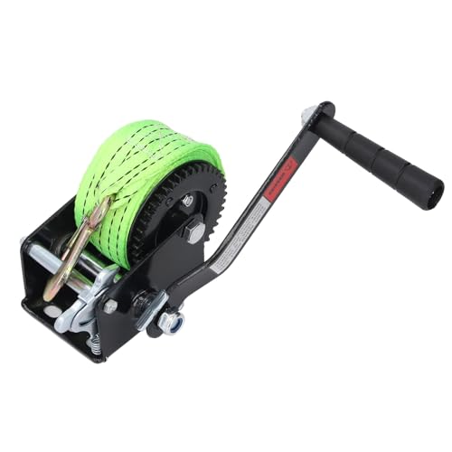Luocute 600 -lb -Bootsanhängerwinde mit 5 M Polyestergurt und Haken, Gehärtetem Stahlgetriebe Heavy Duty Hand -Winde, Ratschenkabelklammer Kleine Winde für ATV UTV Marine Jet Ski Trailer von Luocute
