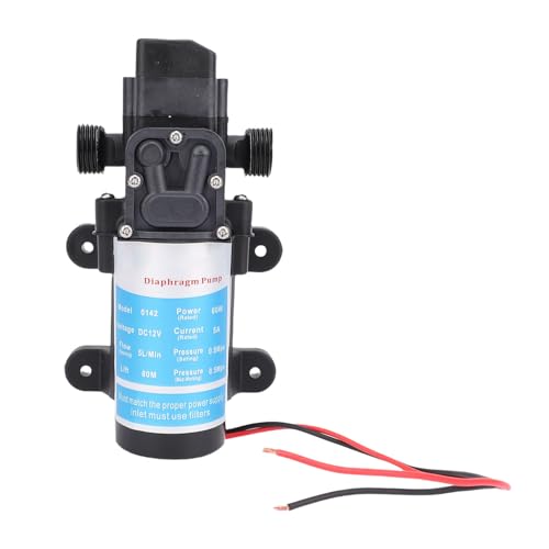 Luocute 60W Hochdruck Selbst Priming Wasserpumpe für Wohnmobil -Karawanenboot, DC -Mikromembranpumpe, G1/2 -Einlass und Auslass, 4 GPM 80 M mit Trockenem Lauf von Luocute