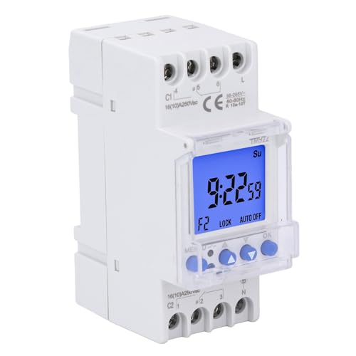 Luocute DIN Rail Timer Switch, LED -Indikator, LCD -Display -Digital -Timer -Schalter, 8 Ein- und Ausschalten Pro Tag 35 -mm -Schieneninstallation, 7 -tägige Programmierbar von Luocute