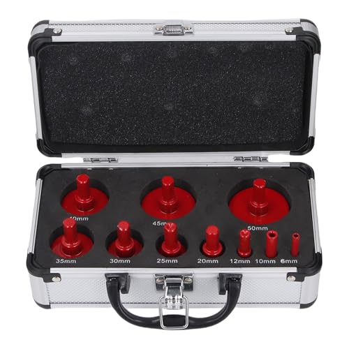 Luocute Diamonding Loch Saw Saw Tile Drill Bits Kit, 10 Stcs Gezackte Löschelfliesen -Kern -Bohrbits Sets mit Lochsägen Guides Jig Hollow für Keramikglas Gips Holz Marmor Granit von Luocute