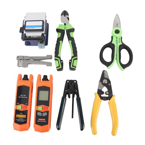 Luocute FTTH-Glasfaser-Werkzeug-Kit, 800-1700 Nm Glasfaserleistung Messgerät 8-10 Km Visueller Fehler Locator Ergonomisches Design Kaltverbindung Tool Kit von Luocute