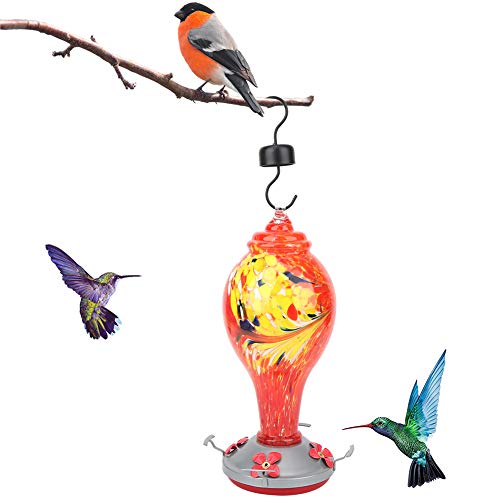 Luocute Glass Hummingbird Feeder, Farbenfrohe Malerei Gla Vogel Feeder Garten Innenhof Im Freien Geblasenes Glas Hummingbird Feeder Tool (T1) von Luocute