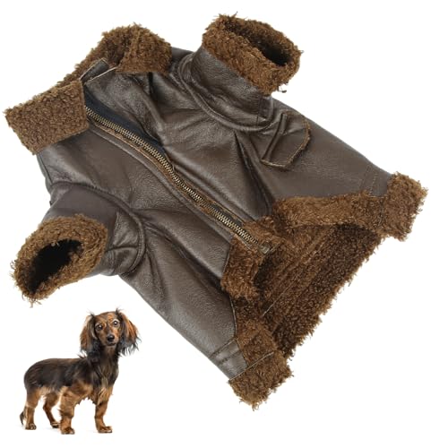 Luocute Hundelederjacke Haustier Winter Lederjacke mit Reißverschluss Leicht zu Tragen und Heben Sie Hundewintermantel bei Kaltem Wetter für Kleine Mittelgroße Große Hunde und Katzen ab (XL) von Luocute