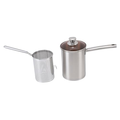 Luocute Mini Deep Fryer Topf mit Korb, 304 Edelstahl Tragbarer Breitenkanal mit Ölfilter, Geeignet für Kleine Küchen, Leichte, Wirtschaftliche, Rostbezogene, Sichere, Sichere Luocute Mini Deep Fryer Topf mit Korb, 304 Edelstahl Tragbarer Breitenkanal mit Ölfilter, Geeignet für Kleine Küchen, Leichte, Wirtschaftliche, Rostbezogene, Sichere, Sichere von Luocute