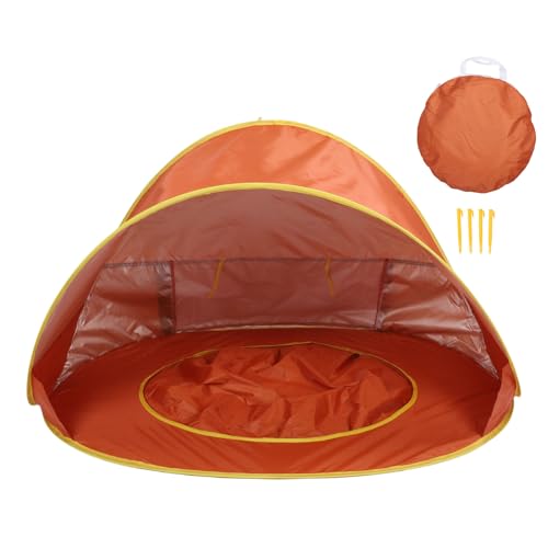 Luocute Pop -up -Baby Beach Zelt, Säuglingssonie -Schutz mit Eingebauten Pool -Aufbewahrungstaschen Windschutz für Reisebereich Camping Beach Garten (ORANGE) von Luocute