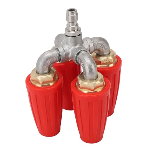 Luocute Quadruple Turbo -Düsendruckscheibe, 4 in 1 Turbordüse für Power -Waschmaschine 360 ​​° Drehspitze mit 1/4 "Schnellanschluss, 4000 Psi Messing Edelstahlrot Rot von Luocute