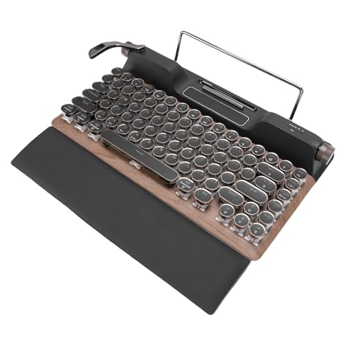 Luocute Retro -Schreibmaschinen -Tastatur, RGB Backlight 84 -Taste 5.0 Tasten mit Leder -Handruhe und Punkround -Tastatur, Geeignet für Desktop -PC -Laptop von Luocute