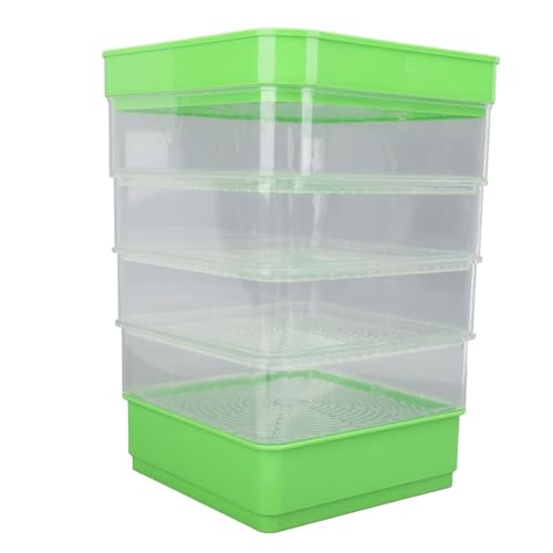 Luocute Stapelbares Sprouter -Kit, 4 -stufige Platz Sparende Mini -Pflanzen -Wachstumschalen Mikrogreens Wachsenschale für Soja -Spohnen mit Kunststoffmaterial (Ohne Sonnenschirm) von Luocute