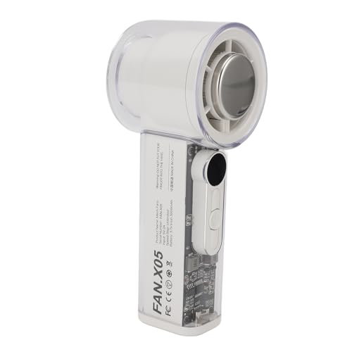 Luocute Tragbarer Handventilator, Hochgeschwindigkeitsverstellbarer 100-Gang-Mini-Taschenventilator mit 3000 MAh-Akku und Digitalanzeige Im Metallgehäuse, Geeignet für Camping auf Reisen (WHITE) von Luocute