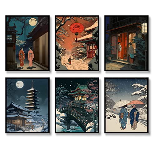 Japanische Wandkunstdrucke, Set mit 6 japanischen Landschaftspostern, Vintage-Wanddekoration, Ukiyoe-Gemälde, ästhetisch, asiatisch, Retro-Bild, Passepartout, Fuji-Foto, Leinwand, Kunstgemälde für Japanische Wandkunstdrucke, Set mit 6 japanischen Landschaftspostern, Vintage-Wanddekoration, Ukiyoe-Gemälde, ästhetisch, asiatisch, Retro-Bild, Passepartout, Fuji-Foto, Leinwand, Kunstgemälde für von Luodroduo