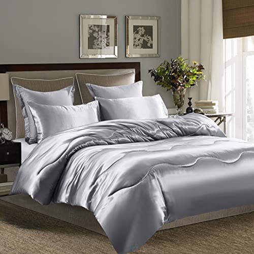 Ganjahresdecke Bettdecke 135x200 Sommer 4 Jahreszeiten Steppdecke Satin Seide Hellgrau Grau Zudecke Muster Microfaser Tagesdecke Schlafdecke Kuschelige Winter 2er Set von Luofanfei