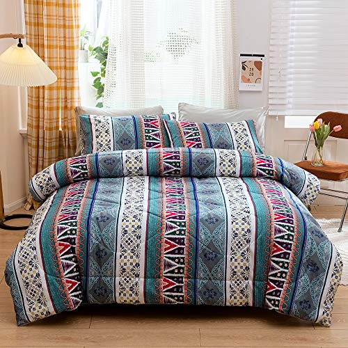 Bettdecke 200x200cm Microfaser Ganjahresdecke Bunt Boho Muster Tagesdecke Atmungsaktive Zudecke Schlafdecke Weiche Sommer Quilted Gesteppte Steppdecke Jahreszeitenbettdecke Winter Tagesdecke von Luofanfei