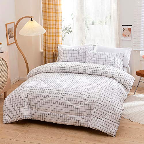 Luofanfei Bettdecke 200x220 Microfaser Ganjahresdecke Schwarz Weiß Kariert Zudecke Schlafdecke Weiche Kuschelige Sommerdecke Karo Quilted Gesteppte Steppdecke Jahreszeitenbettdecke Winter Tagesdecke von Luofanfei