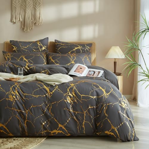 Bettwäsche Grau Gold 135x200 Marmor Muster Glitzermuster Bettwäsche Set Microfaser Luxus Modern Bettbezug Set Teenager 2er Set Aesthetic Wendebettwäsche und Kissenbezug 80x80 Bettwäsche Grau Gold 135x200 Marmor Muster Glitzermuster Bettwäsche Set Microfaser Luxus Modern Bettbezug Set Teenager 2er Set Aesthetic Wendebettwäsche und Kissenbezug 80x80 von Luofanfei