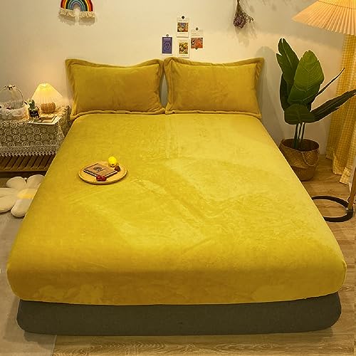 Fleece Spannbettlaken Spannbetttuch Warm Winter 180x200 Gelb Flausch Cashmere Touch Teddy Plüsch Flanell Kuschelig Flauschig Nicki Velours Bettlaken Bett für Boxspringbett Hohe Matratzen bis 30 cm Fleece Spannbettlaken Spannbetttuch Warm Winter 180x200 Gelb Flausch Cashmere Touch Teddy Plüsch Flanell Kuschelig Flauschig Nicki Velours Bettlaken Bett für Boxspringbett Hohe Matratzen bis 30 cm von Luofanfei