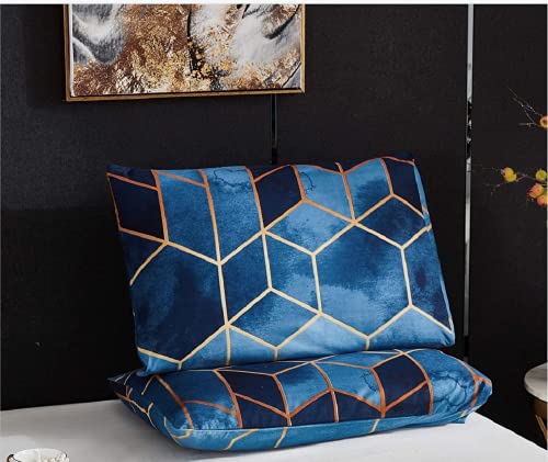 Luofanfei 2 Stück Kissenbezüge 80x80cm Blau Geometrisch Kariert Marmor Muster Kopfkissenbezug mit Reißverschluss Microfaser Kissenhülle von Luofanfei