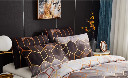 Luofanfei 2 Stück Kissenbezug 80x80cm Grau Geometrisch Kariert Marmor Muster Kopfkissenbezug mit Reißverschluss Microfaser Kissenhülle von Luofanfei