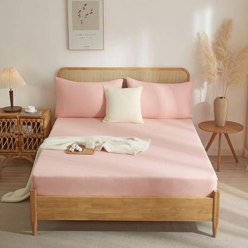 Luofanfei Baumwolle Muslin Spannbettlaken 140x200cm Rosa Pink Boxspringbett Frottee Topper Weich Uni Atmungsaktiv Bettlaken für Hohe Matratze bis 25-30 cm Luofanfei Baumwolle Muslin Spannbettlaken 140x200cm Rosa Pink Boxspringbett Frottee Topper Weich Uni Atmungsaktiv Bettlaken für Hohe Matratze bis 25-30 cm von Luofanfei