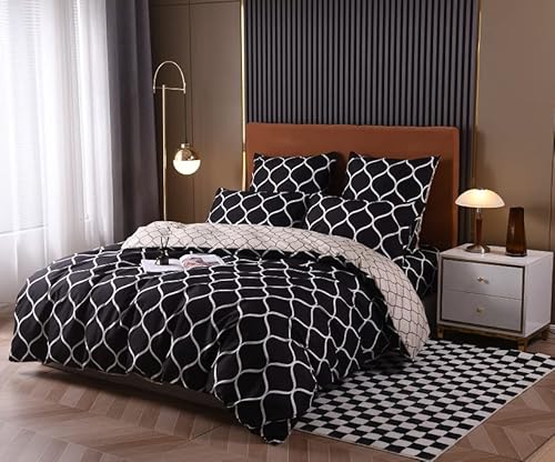 Luofanfei Bettwäsche 155x220cm 3 Teilig Set Schwarz Modern Geometrisch Muster Wende Bettwäsche Bettbezug Mikrofaser Zweiteilig Bettdeckenbezug Deckenbezug Kinder Teenager Erwachsene ON Luofanfei Bettwäsche 155x220cm 3 Teilig Set Schwarz Modern Geometrisch Muster Wende Bettwäsche Bettbezug Mikrofaser Zweiteilig Bettdeckenbezug Deckenbezug Kinder Teenager Erwachsene ON von Luofanfei