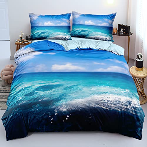 Luofanfei Bettwäsche 200x220 3D Meer Blau Grün Microfaser Strände Wendebettwäsche 3 TLG Atmungsaktive Ozeanwelle Gedruckt Sommer Doppelbett Set - 1 Bettbezug 200x220 cm + 2 Kissenbezüge 80 x 80 cm Luofanfei Bettwäsche 200x220 3D Meer Blau Grün Microfaser Strände Wendebettwäsche 3 TLG Atmungsaktive Ozeanwelle Gedruckt Sommer Doppelbett Set - 1 Bettbezug 200x220 cm + 2 Kissenbezüge 80 x 80 cm von Luofanfei