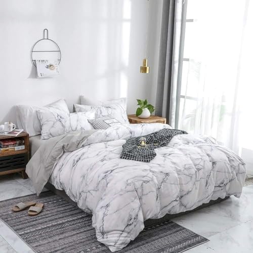 Luofanfei Bettwäsche Baumwolle 220x240 Marmor Optik Bettwäsche Set Doppelbett Weiß Marmor Bettbezug 240x220 und 2 Kissenbezüge 80x80 cm mit Reißverschluss Weich und Bügelfrei Luofanfei Bettwäsche Baumwolle 220x240 Marmor Optik Bettwäsche Set Doppelbett Weiß Marmor Bettbezug 240x220 und 2 Kissenbezüge 80x80 cm mit Reißverschluss Weich und Bügelfrei von Luofanfei
