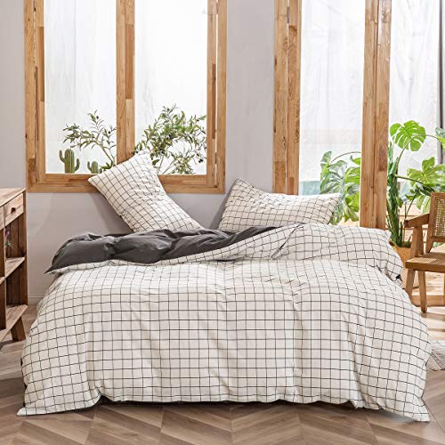 Luofanfei Bettwäsche Kariert Grau Weiß 200x220 cm Geometrisch Wendebettwäsche 3teilig Karo Bettbezug Set Unifarben Baumwolle Bettwäsche Exztra Weich Bettdeckenbezug Doppelbett Set mit Reißverschluss Luofanfei Bettwäsche Kariert Grau Weiß 200x220 cm Geometrisch Wendebettwäsche 3teilig Karo Bettbezug Set Unifarben Baumwolle Bettwäsche Exztra Weich Bettdeckenbezug Doppelbett Set mit Reißverschluss von Luofanfei