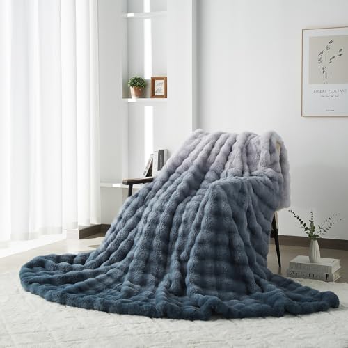 Luofanfei Kuschelige Warme Kuscheldecke Wohndecke 150x200 Hellblau Blau Flauschige Plüsch Samt Bubble Decke Fleecedecke Bettüberwurf Couchdecke Tagesdecke Sofadecke Blanket Für Schlafzimmer Büro von Luofanfei