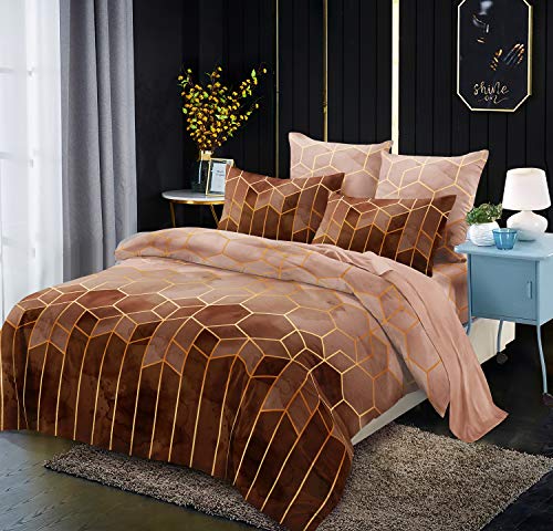 Luofanfei Microfaser Bettwäsche 200x220 Gelb Taupe Braun Khaki Streifen Geometrisch Gestreift Bettwaesche Doppelbett Set 3 Teilig 1 x Bettbezug 200 220 mit Reißverschluss 2 x Kissenbezüge 80x80 von Luofanfei