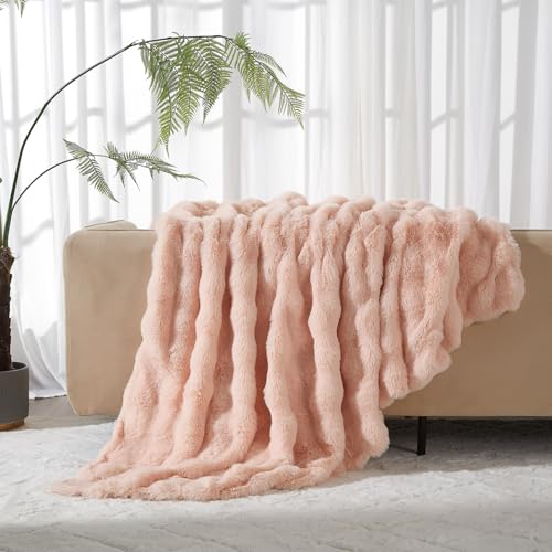 Luofanfei Plüsch Kuscheldecke Wohndecke 220x240 Rosa Samt Bubble Decke Kuschelig Warme Flauschige Fleecedecke Bettüberwurf Couchdecke Tagesdecke Sofadecke Blanket Für Schlafzimmer Büro von Luofanfei