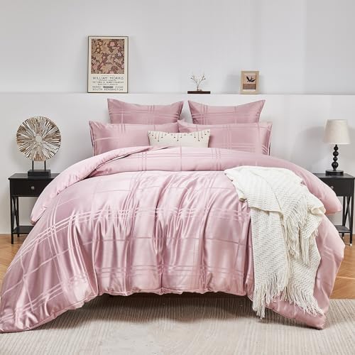 Luofanfei Satin Bettwäsche 135x200 cm Kariert Rosa Seide Glatt Glänzend Kühlende Sommer Wendebettwäsche 2 Teilig Microfaser Zweiteilig Geometrische Muster Bettbezug Set Einzelbett mit Reissverschluss Luofanfei Satin Bettwäsche 135x200 cm Kariert Rosa Seide Glatt Glänzend Kühlende Sommer Wendebettwäsche 2 Teilig Microfaser Zweiteilig Geometrische Muster Bettbezug Set Einzelbett mit Reissverschluss von Luofanfei