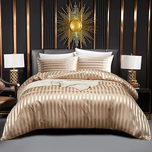 Luofanfei Satin Glänzend Bettwäsche 200x200cm Glanzsatin Sommer Gold Braun Bettwäsche-Sets Seide Glatt Luxus Uni Gestreift Muster Bettbezug Set mit Reissverschluss und Kissenbezüge 80x80 cm Luofanfei Satin Glänzend Bettwäsche 200x200cm Glanzsatin Sommer Gold Braun Bettwäsche-Sets Seide Glatt Luxus Uni Gestreift Muster Bettbezug Set mit Reissverschluss und Kissenbezüge 80x80 cm von Luofanfei