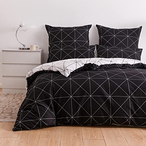 Luofanfei Schwarz Weiße Bettwäsche Kariert 200x220 Aesthetic Bettwäsche Schwarz Weiß 3 teilig Muster Modern Microfaser Tumblr Bettbezug Doppelbett Set 220x200 und 80x80 Kissenbezug fürs Bettdecke Luofanfei Schwarz Weiße Bettwäsche Kariert 200x220 Aesthetic Bettwäsche Schwarz Weiß 3 teilig Muster Modern Microfaser Tumblr Bettbezug Doppelbett Set 220x200 und 80x80 Kissenbezug fürs Bettdecke von Luofanfei
