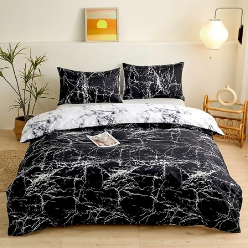 Luofanfei Schwarze Weiße Bettwäsche Baumwolle 200x220 Marmor Optik Bettwäsche Set Doppelbett Marmor Bettbezug 220x200 und 2 Kissenbezüge 80x80 cm mit Reißverschluss Weich und Bügelfrei Luofanfei Schwarze Weiße Bettwäsche Baumwolle 200x220 Marmor Optik Bettwäsche Set Doppelbett Marmor Bettbezug 220x200 und 2 Kissenbezüge 80x80 cm mit Reißverschluss Weich und Bügelfrei von Luofanfei