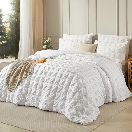 Luofanfei Seersucker Bettwäsche 155x220 Weiß Sommer Kühlende Gestreift Karo Uni Muster Wende Bettwäsche Microfaser Atmungsaktiv Leicht Bettbezug Einzelbett und Kissenbezüge 80x80 mit Reissverschluss Luofanfei Seersucker Bettwäsche 155x220 Weiß Sommer Kühlende Gestreift Karo Uni Muster Wende Bettwäsche Microfaser Atmungsaktiv Leicht Bettbezug Einzelbett und Kissenbezüge 80x80 mit Reissverschluss von Luofanfei