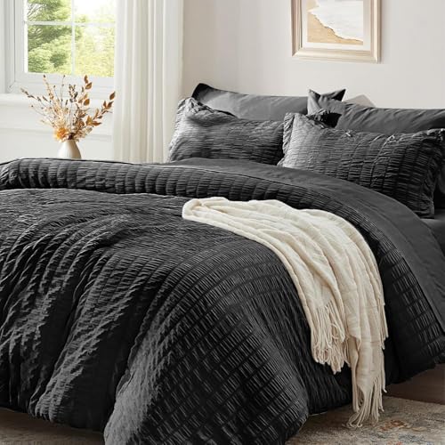 Luofanfei Seersucker Bettwäsche 200x200 Sommer Schwarz Gestreift Uni Wende Bettwäsche Set Doppelbett Microfaser Atmungsaktiv Leicht Bettbezug 200 200 cm und Kissenbezüge 80x80 cm mit Reissverschluss Luofanfei Seersucker Bettwäsche 200x200 Sommer Schwarz Gestreift Uni Wende Bettwäsche Set Doppelbett Microfaser Atmungsaktiv Leicht Bettbezug 200 200 cm und Kissenbezüge 80x80 cm mit Reissverschluss von Luofanfei